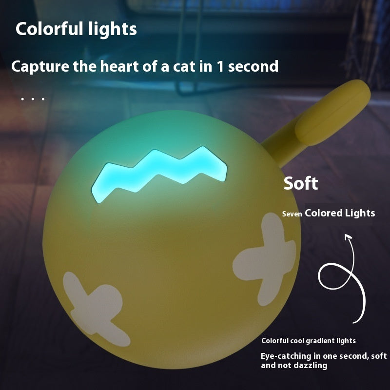 Rolling cat ball glowing with colorful LED lights