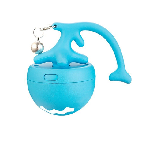 Sky blue rolling cat toy ball with fishbone wand and bell