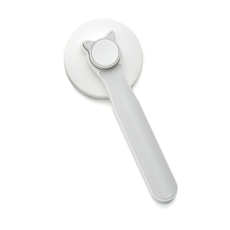 White self-cleaning slicker brush with cat-ear button