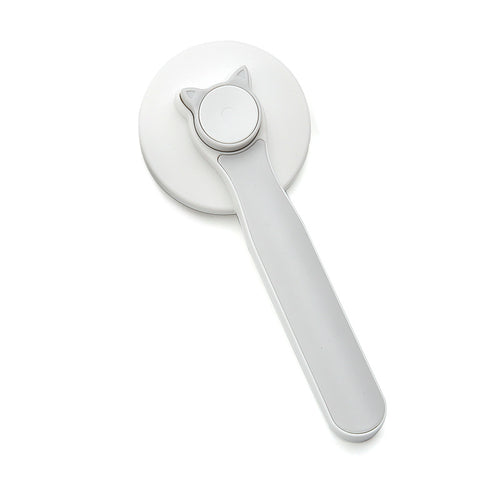 White self-cleaning slicker brush with cat-ear button